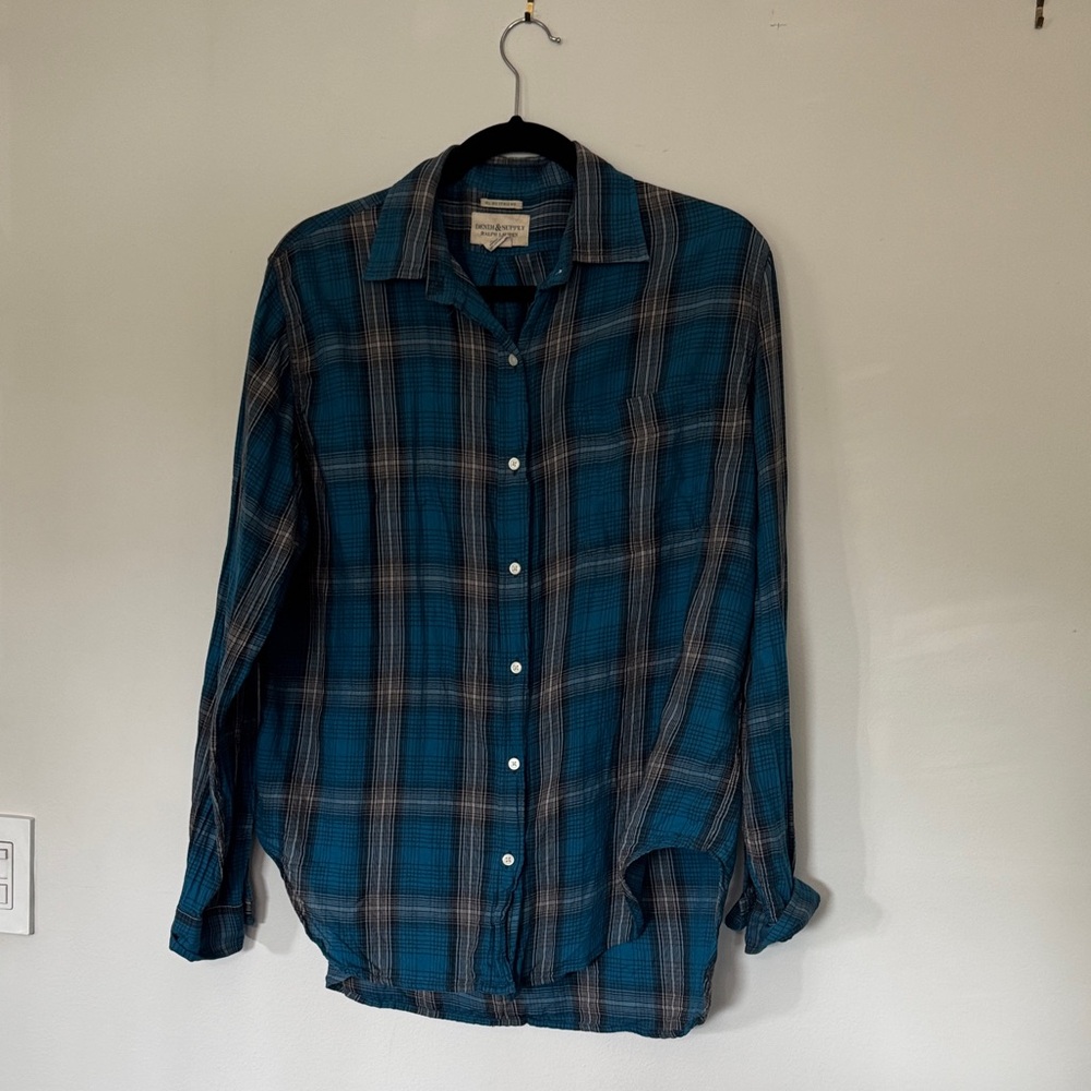 Denim & Supply Ralph Lauren Teal and Black Checkered Shirt
